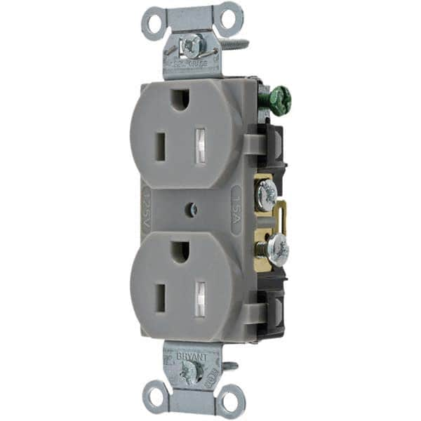 Straight Blade Duplex Receptacle: NEMA 5-15R, 15 Amps, Grounded MPN:CRS15GRYTR