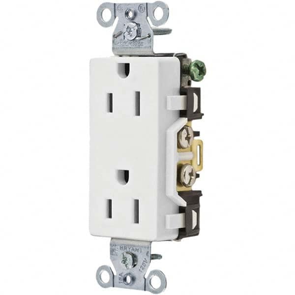 Straight Blade Duplex Receptacle: NEMA 5-15R, 15 Amps, Grounded MPN:DRS15WHI