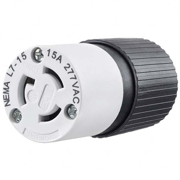 Locking Inlet: Connector, Industrial, L7-15R, 277V, Black & White MPN:4779NC