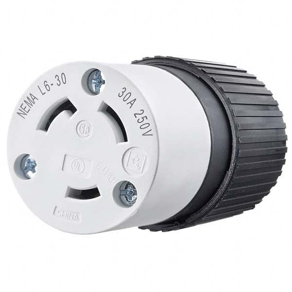 Locking Inlet: Connector, Industrial, L6-30R, 250V, Black & White MPN:70630NC