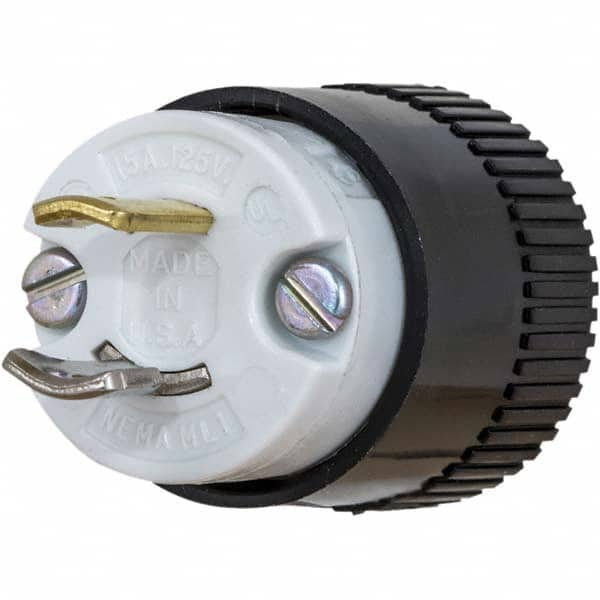 Locking Inlet: Plug, Industrial, ML-1P, 125V, Black & White MPN:7465N