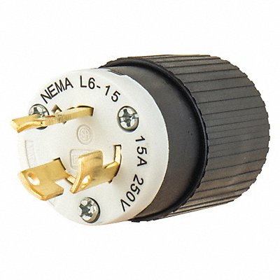 Locking Plug Black/Wht 250VAC 0.5 HP 15A MPN:70615NP