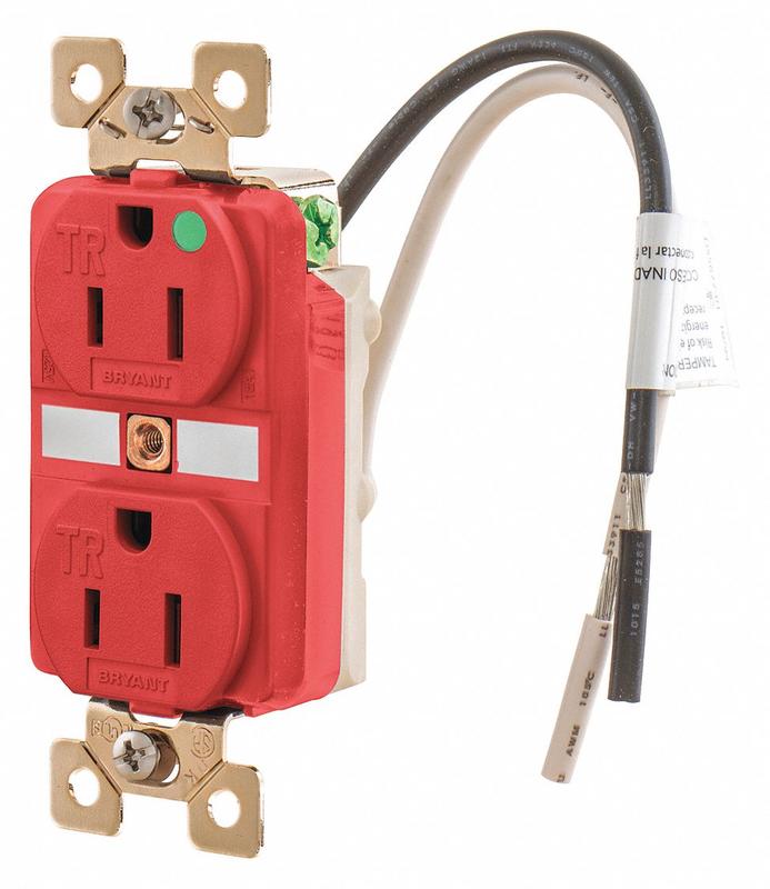 Receptacle Red 15A Duplex Outlet 125VAC MPN:BRY8200RTR