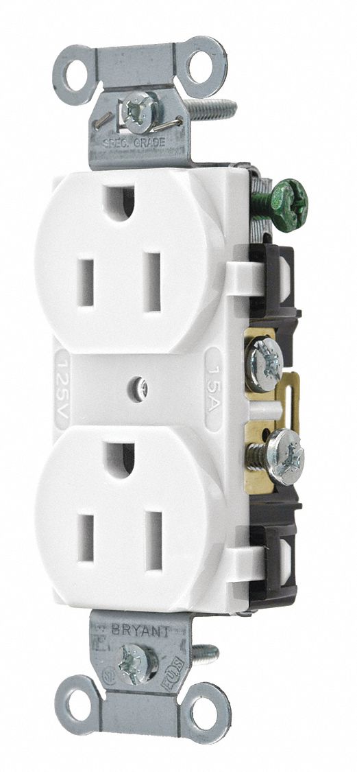 Receptacle White Flush Mount 3 Wires MPN:BRYCBR15W