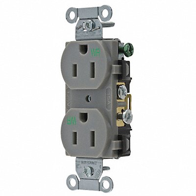 Receptacle Gray 15A Duplex Outlet 125VAC MPN:CBRS15GRYWR