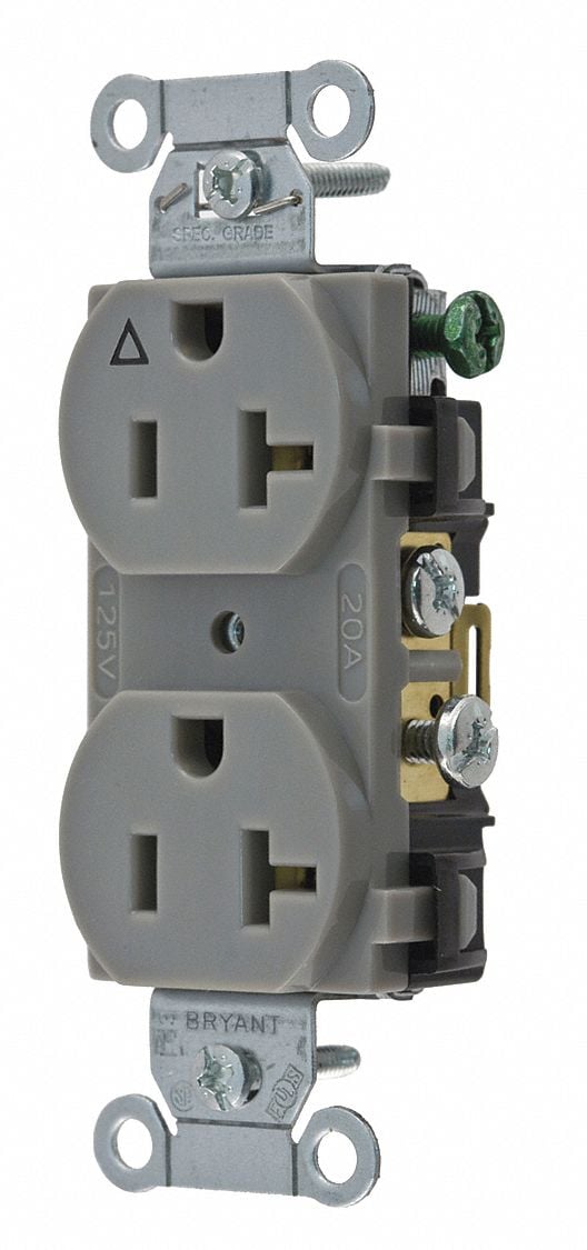 Receptacle Gray 20A 3 Wires Side Winning MPN:CR20IGRY