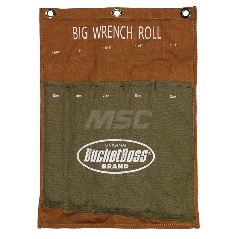 Heavy-Duty, Rollup & Tool Pouch: 5 Pockets, Canvas, Brown MPN:70005