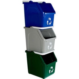 Busch Systems Stack Recycling Bins 6 Gallon Blue/Green/Gray 101375