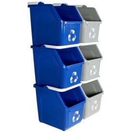 Busch Systems Stack Recycling Bins 6 Gallon Gray/Blue 101377