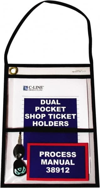 15 Pc Dual Pocket Stitched Hanging Shop Ticket Holder: Clear MPN:38912