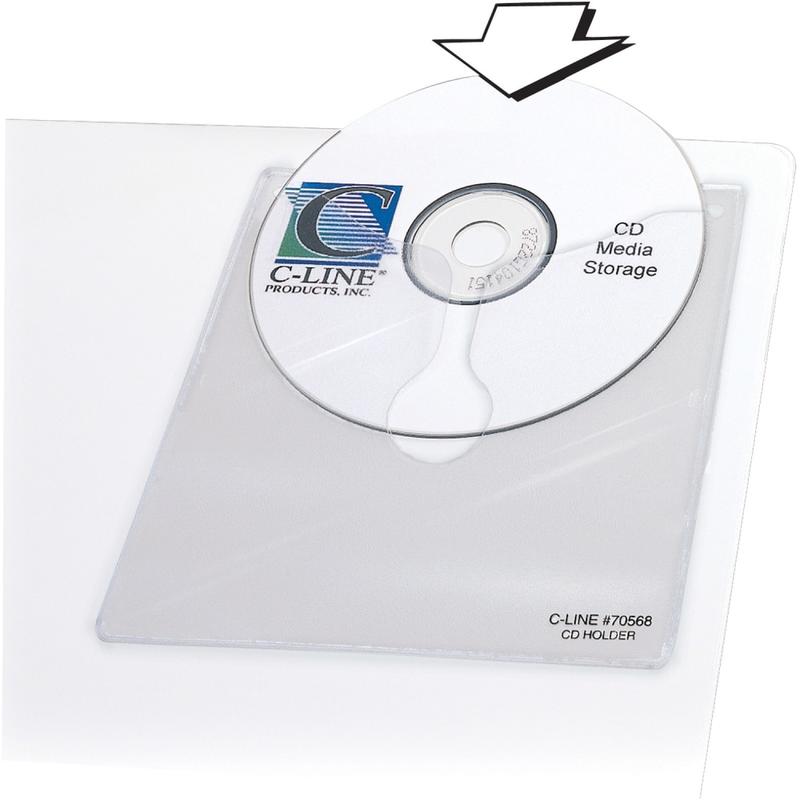 C-Line Self-Adhesive CD Holder, 5 1/3 x 5 2/3, 10/PK (Min Order Qty 11) MPN:70568