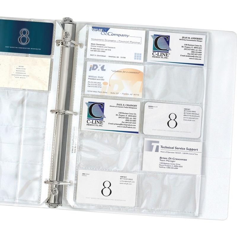 C-Line Business Card Holders Without Tabs, 8 1/8in x 11 1/4in, 3-Hole Punched, Pack Of 10 (Min Order Qty 22) MPN:61217