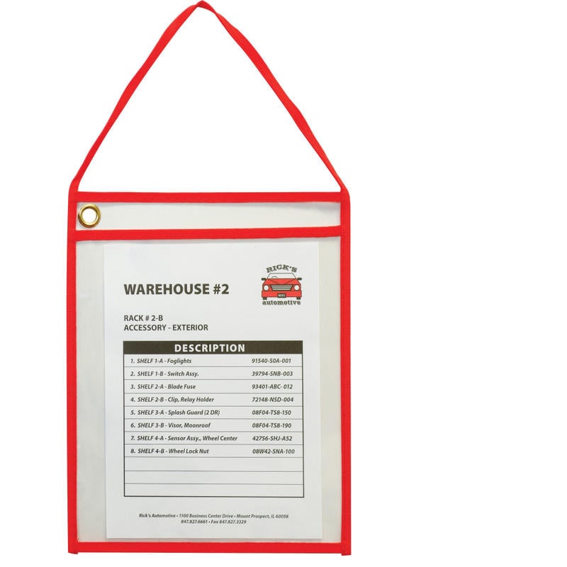 C-Line Hanging Strap Shop Ticket Holder - Support 9in x 12in Media - 15 / Box - Red, Clear (Min Order Qty 2) MPN:41924