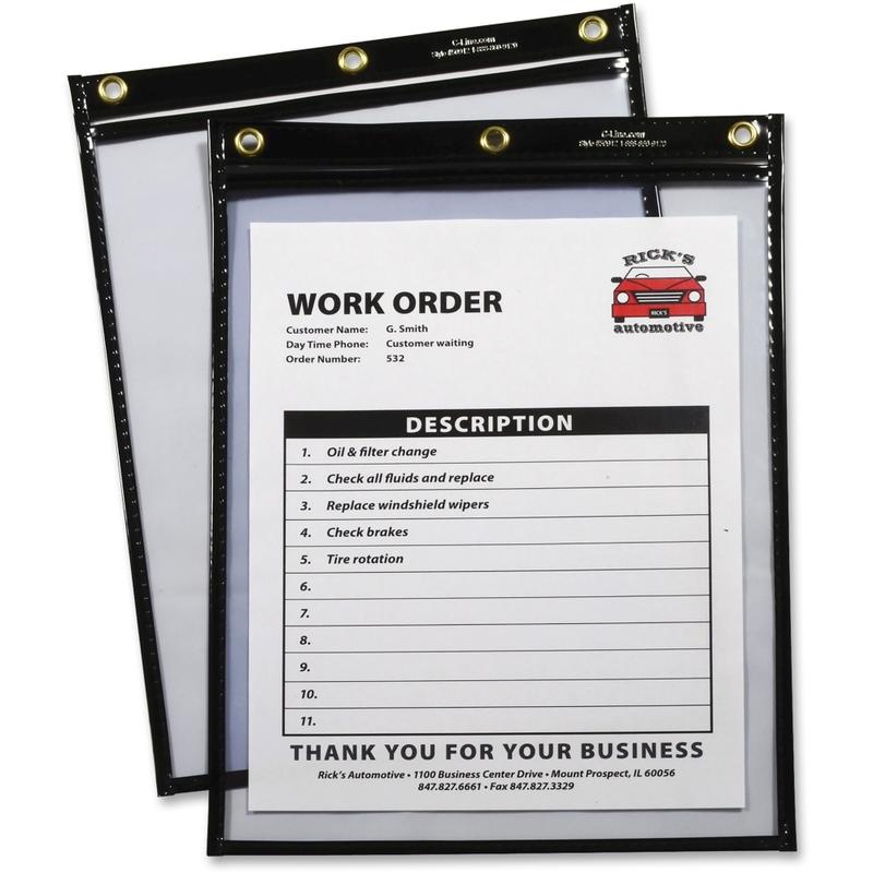 C-Line Super Heavyweight Plus Shop Ticket Holder, Stitched - Both Sides Clear, Black, 9 x 12, 15/BX, 50912 (Min Order Qty 3) MPN:50912