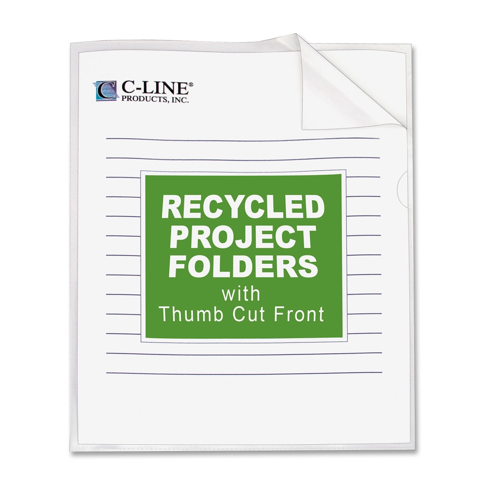 C-Line Project Folders, Letter Size (8 1/2in x 11in), 70% Recycled, Clear, Box Of 25 (Min Order Qty 7) MPN:62127