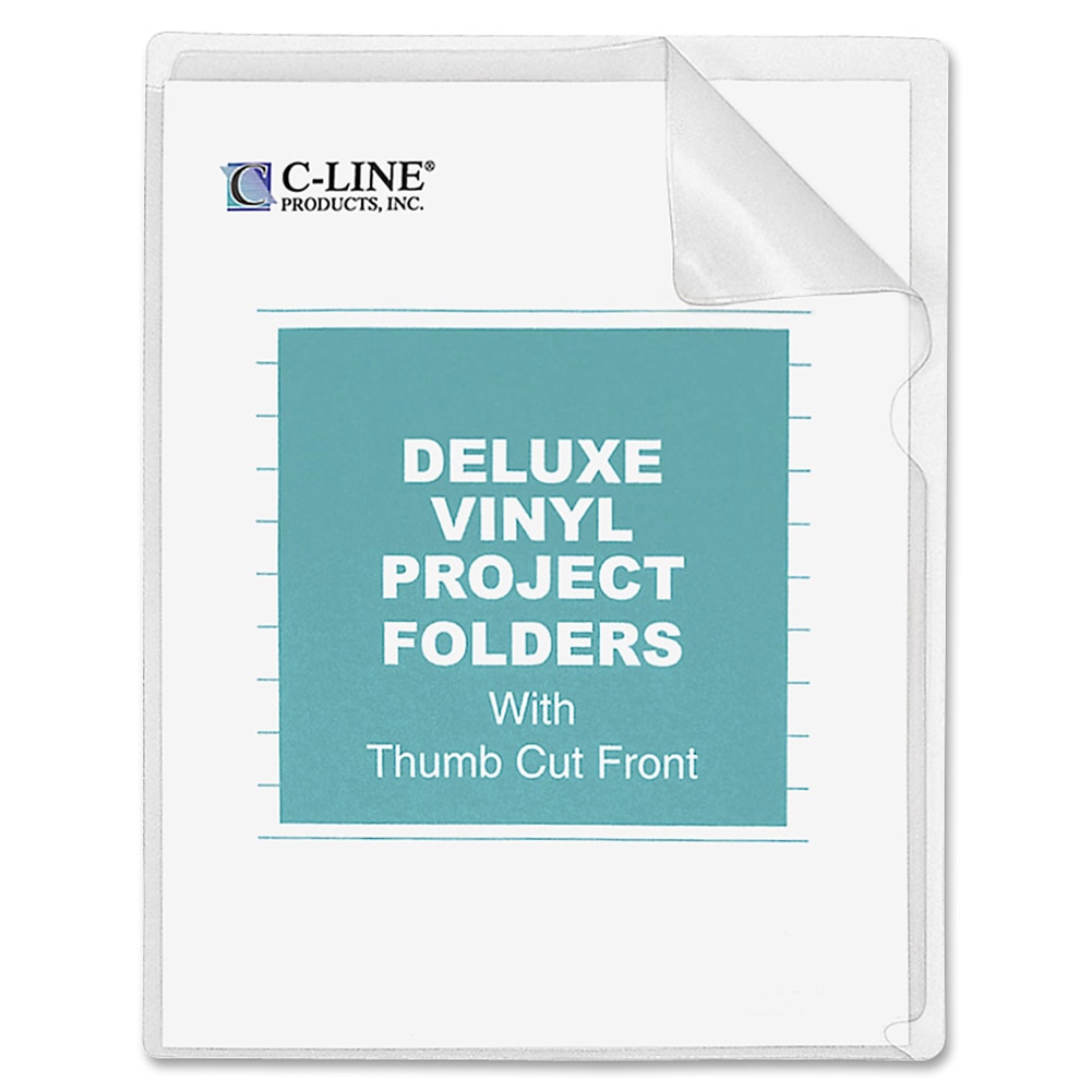 C-Line Non-Glare Vinyl Project Folders, Letter Size, Clear, Box Of 50 (Min Order Qty 2) MPN:62138