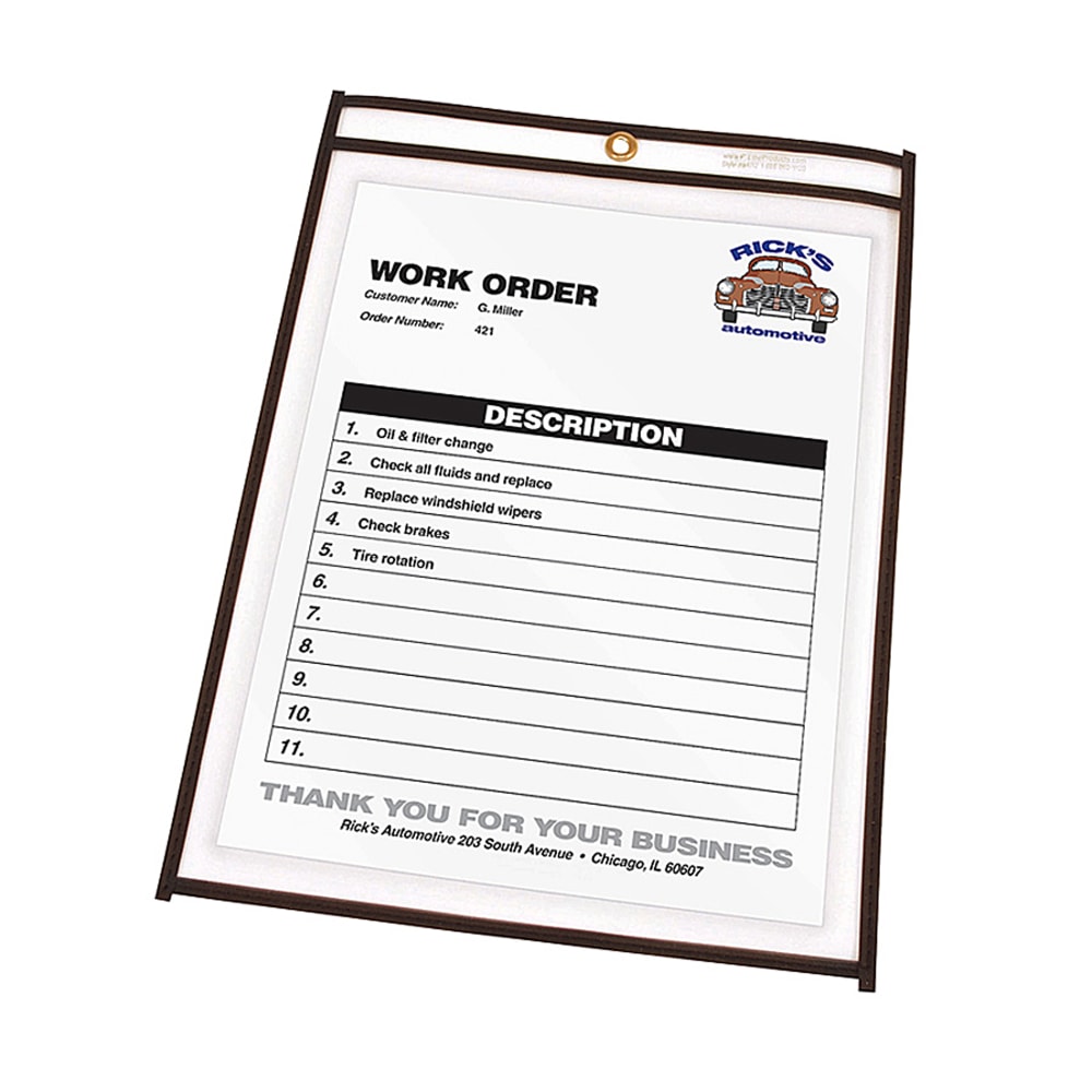 C-Line Stitched Vinyl Shop Ticket Holders, 6in x 9in, Clear, Box Of 25 (Min Order Qty 4) MPN:46069