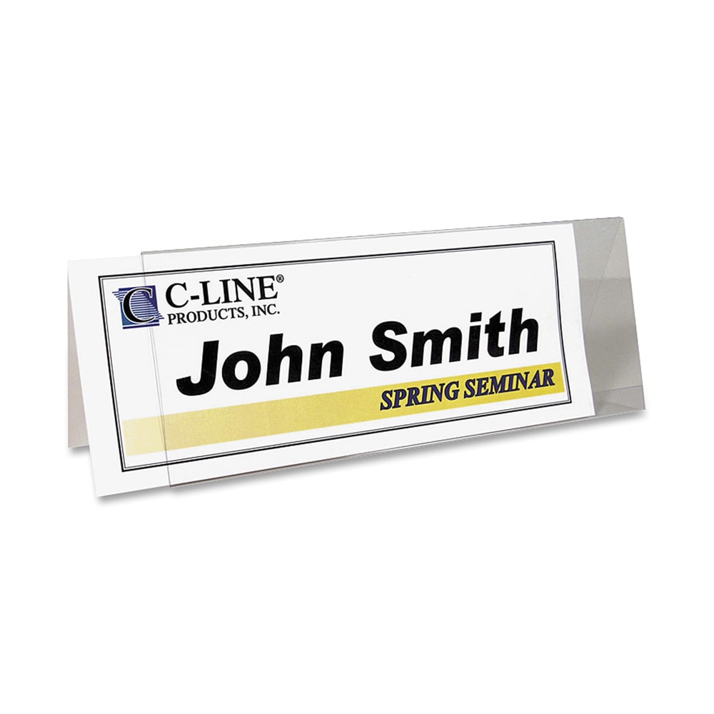 C-Line Inkjet/Laser Name Tent Holders, 11 1/5in x 4 3/10in, Clear, Box Of 25 (Min Order Qty 2) MPN:87507