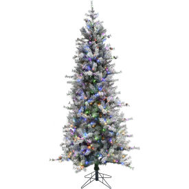 Fraser Hill Farm Artificial Christmas Tree - 6.5 Ft. Buffalo Fir Slim - Multi LED Lights FFBF065-6SN