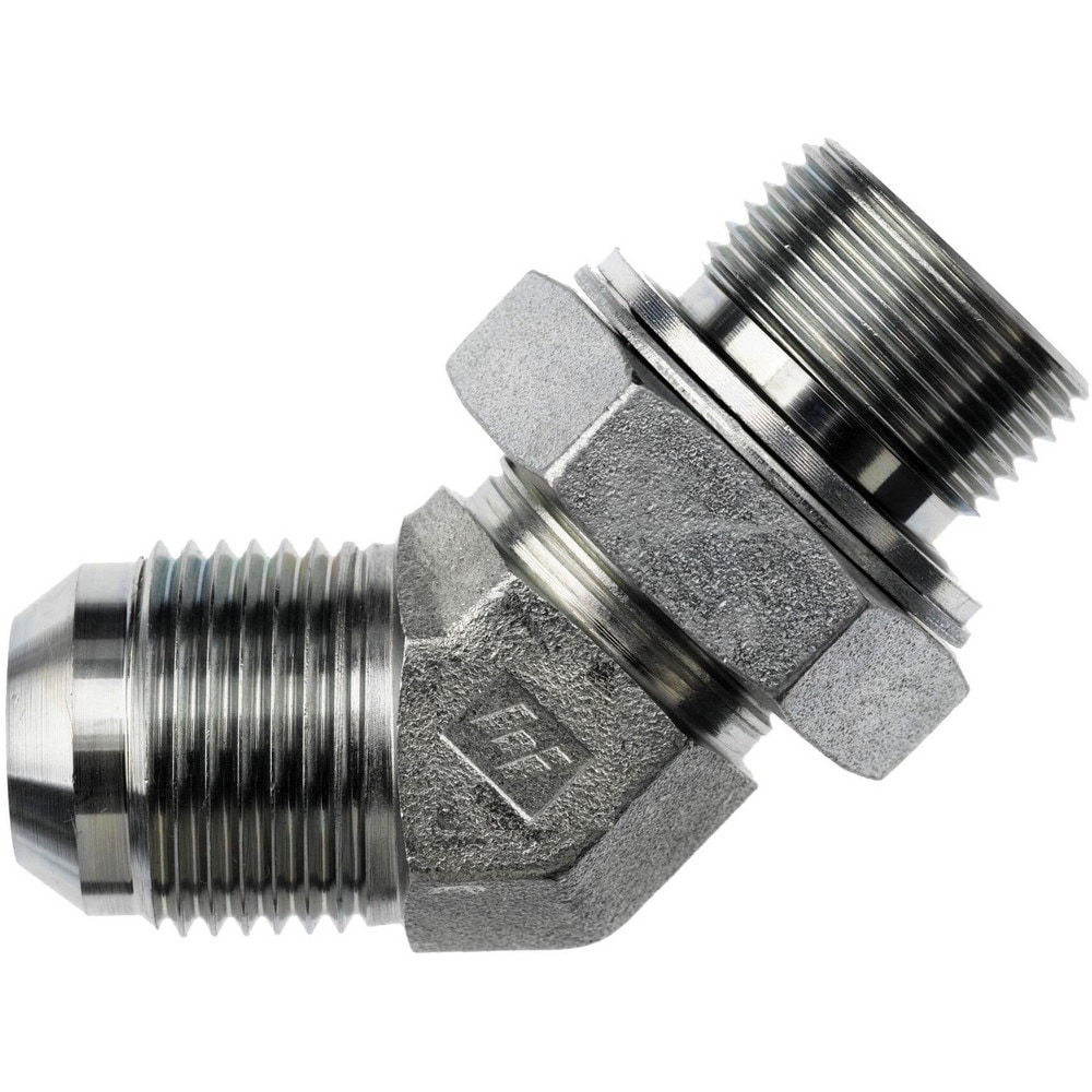 Metal Flared Tube Fittings, Fitting Type: 45 Deg Elbow , Flared Angle: 37 , Material: Steel , Thread Size: 1/2-14 x 3/4-16 , End Connection: Male  MPN:7102-08-08-NWO-