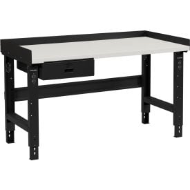 GoVets™ 48 x 30 Adj Height Workbench w/Drawer Black- Plastic Laminate Square Top 075ABK319