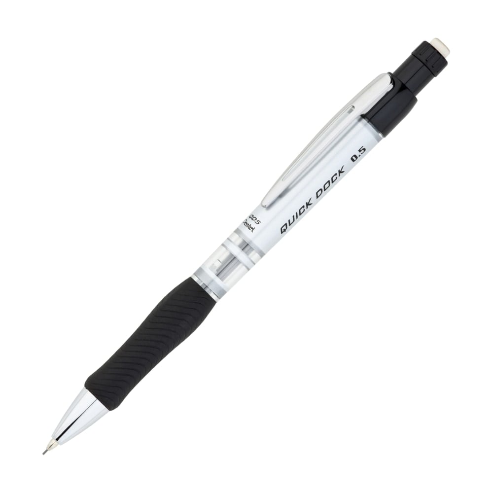 Pentel Quick Dock Mechanical Pencil, 0.5 mm, Silver/Black Barrel (Min Order Qty 21) MPN:QD5E-A