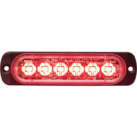 Buyers LED Rectangular Red Low Profile Strobe Light 12V - 6 LEDs - 8891903 8891903