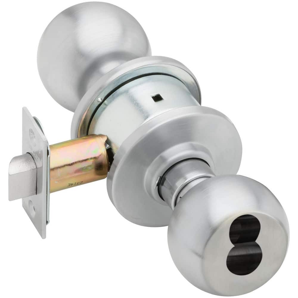 Knob Locksets, Type: Storeroom , Key Type: Keyed Different , Material: Metal , Finish/Coating: Satin Chrome , Compatible Door Thickness: 1-3/8