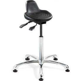 Bevco 3555 Sit Stand Stool - Polyurethane - Black with Aluminum Base 3555