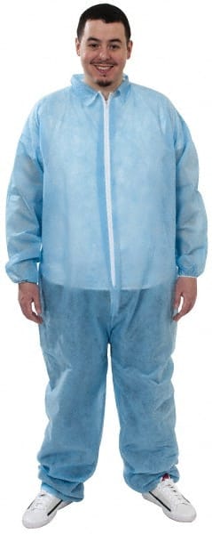 Disposable Coveralls: Size 2X-Large, 1.60 oz, Polypropylene, Zipper Closure MPN:DC-PP-2XL43B-EW