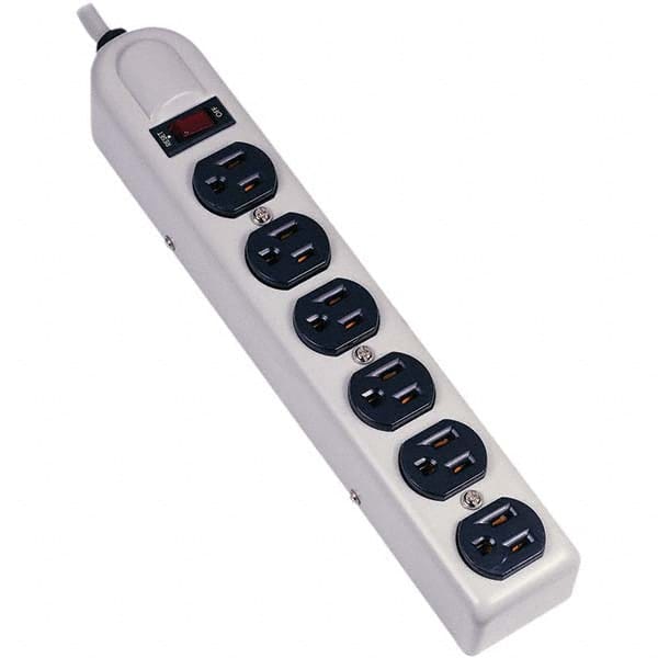 Power Outlet Strips, Amperage: 15 A, Amperage: 15 A, Voltage: 125 V, Protection Type: Standard, Number of Outlets: 6, Mount Type: Direct Plug-In MPN:HBL6MPS15