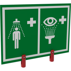 Hughes® Universal Safety Shower Eye & Face Wash Sign w/ Plastic Brackets PVC 16