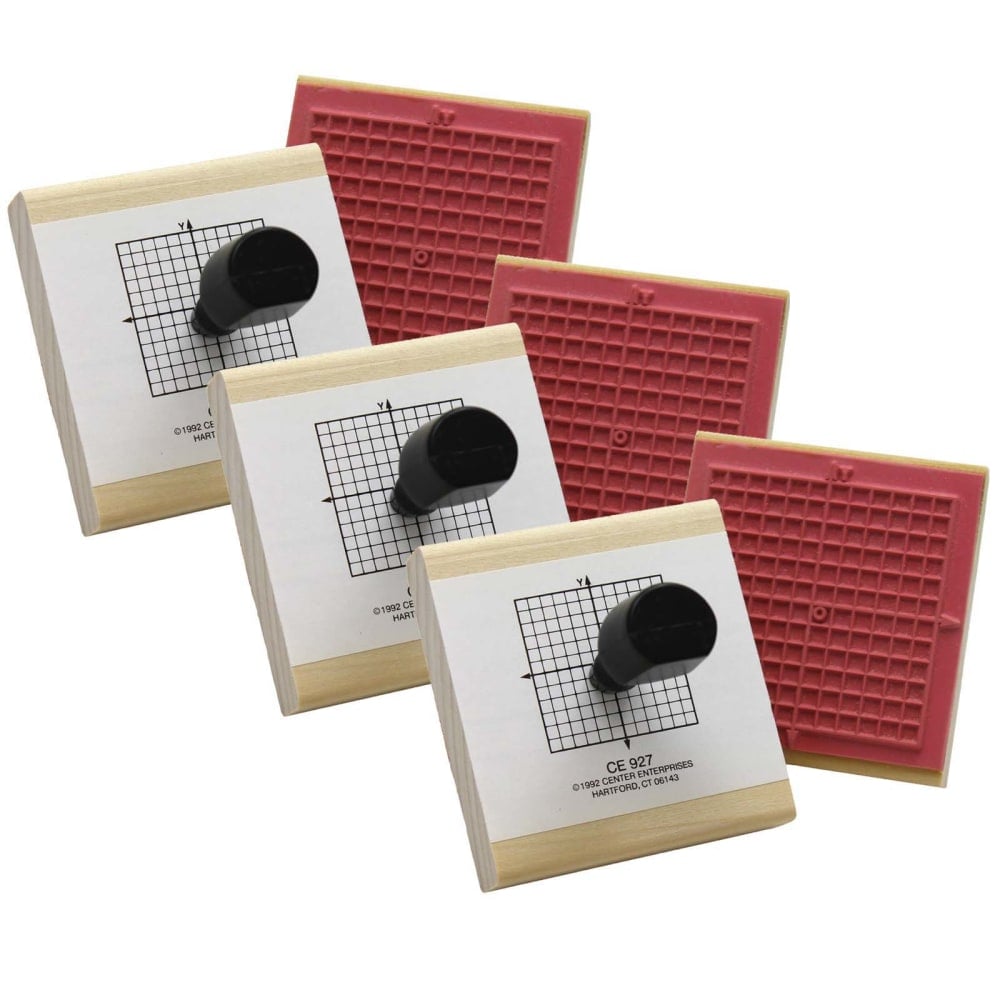 Ready 2 Learn Wood X-Y Axis Stamps, 3-1/4in x 2-3/4in x 2-15/16in, Multicolor, Pack Of 3 Stamps (Min Order Qty 3) MPN:CE-927-3