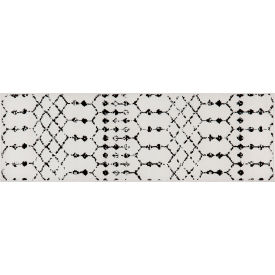 Flash Furniture Geometric Bohemian Low Pile Rug 2' x 6' Ivory/Black CR19-1330-26-WH-GGRC-