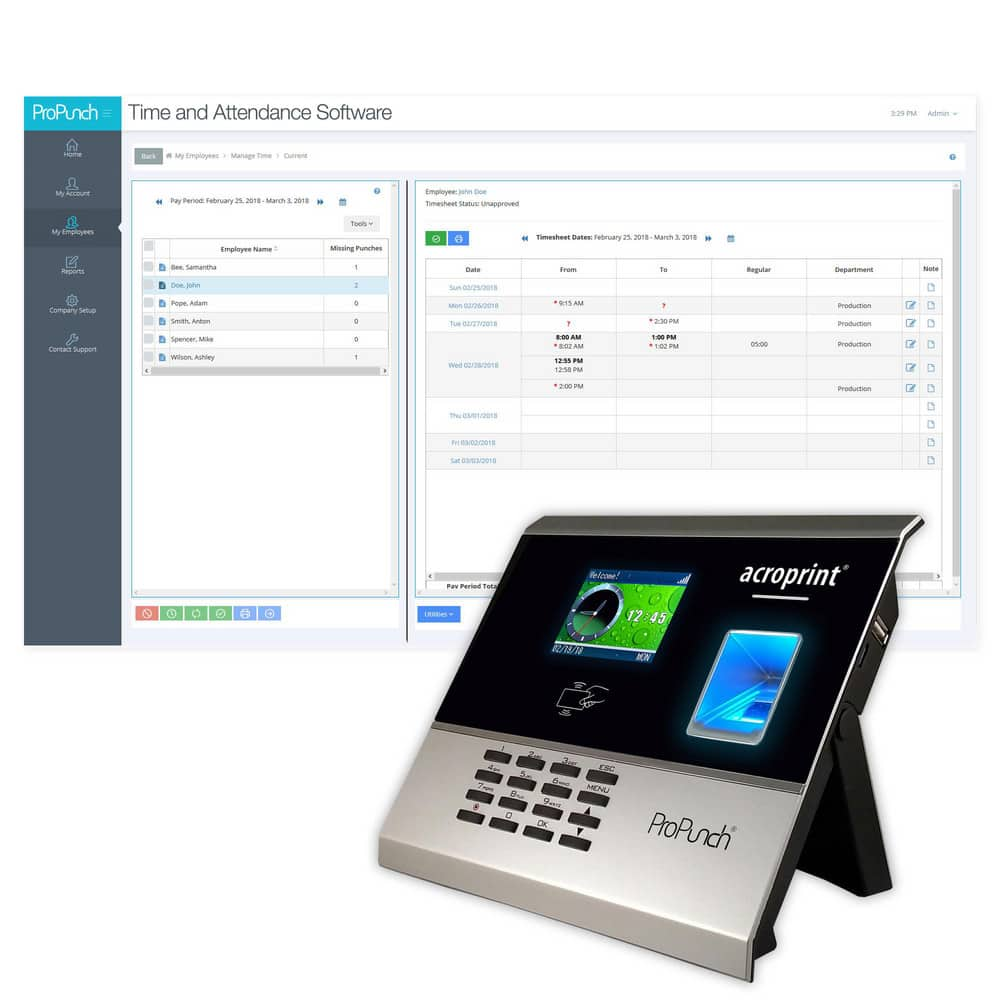 Time Clocks & Time Recorders, Punch Type: Biometric, Proximity , Power Source: Electric , Display Type: LCD Display , Registration Output: Date, Day, Hour MPN:PROPUNCH