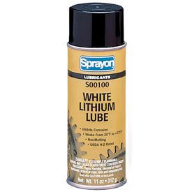 Sprayon LU100 White Lithium Grease 11 oz. Aerosol Can - SC0100000 - Pkg Qty 12 SC0100000