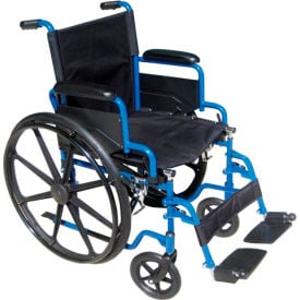 Drive Medical Blue Streak Wheelchair with Flip Back Desk Arms Swing Away Footrests 18