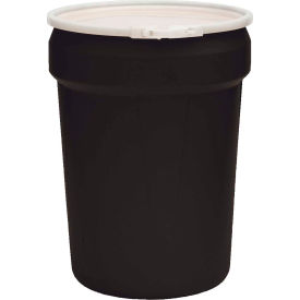 Eagle Black Plastic Lab Pack Drum 1601BLK with Plastic Lever Lock & Lid - Open Head - 30 Gallon 1601BLK