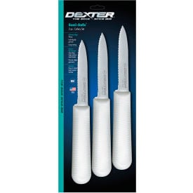 Dexter Russell 15453 - 3 Pack Paring Knives High Carbon Steel Stamped White Handle 3-1/4