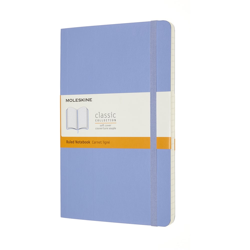 Moleskine Classic Notebook, Large, 5in x 8-1/4in, Ruled, 192 Pages, Soft Cover, Hydrangea Blue (Min Order Qty 3) MPN:850932