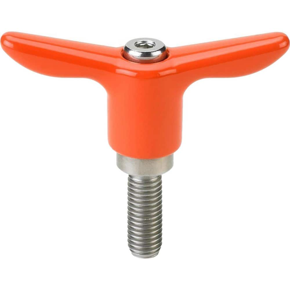 Adjustable Clamping Handles, Connection Type: Threaded Stud , Handle Type: T-Handle , Mount Type: Threaded Stud , Handle Length: 65.00  MPN:THP-409SS-OR