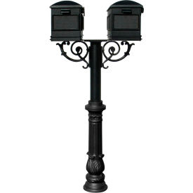 The Hanford Twin Post (With Support Brace) Ornate Base & Lewiston Mailbox HPWS2-700-LM