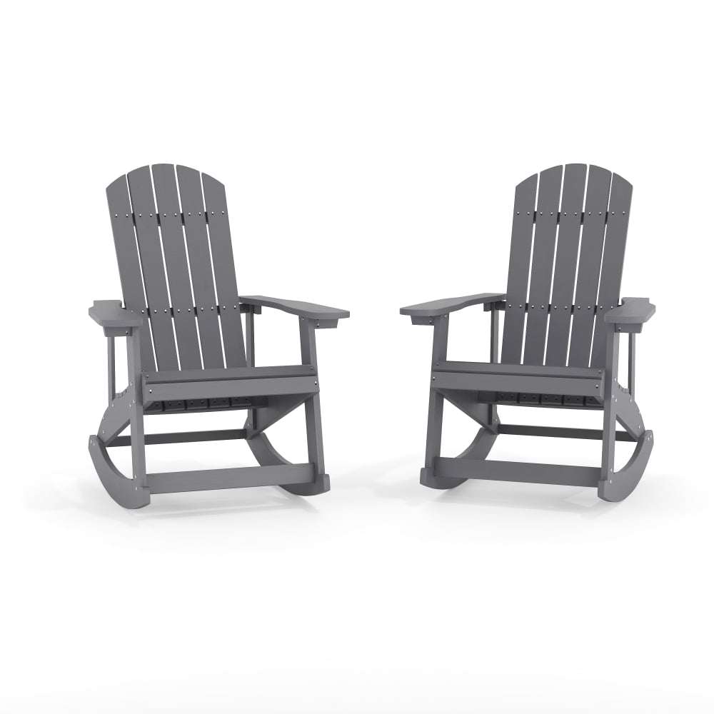 Flash Furniture Savannah All-Weather Adirondack Rocking Chairs, Light Gray, Set Of 2 Chairs MPN:JJC14705GY2