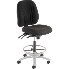 Interion® Manager Stool - Fabric - 360° Footrest - Black 698BK808