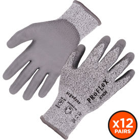 Ergodyne® Proflex 7030 Cut Resistant Gloves Polyurethane Coated ANSI A3 S Gray 12 Pairs 10452