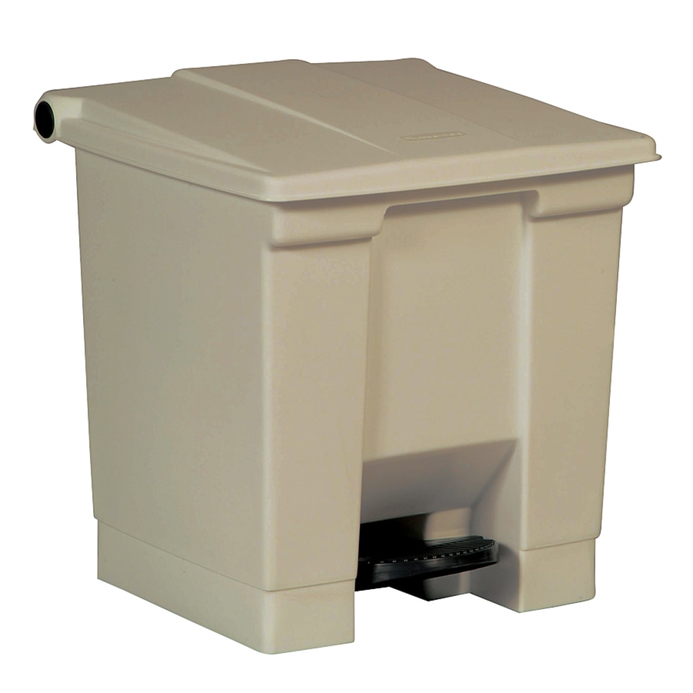 Rubbermaid Step-On Waste Container, 8 Gallons, 17in x 15 3/4in x 16 1/4in, Beige MPN:614300BG