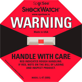 SpotSee™ ShockWatch™ Impact Indicators 50G Range Red 50/Box - Pkg Qty 4 20500