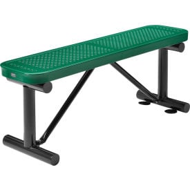 GoVets™ 4' Outdoor Steel Flat Bench Perforated Metal Green 742GN695