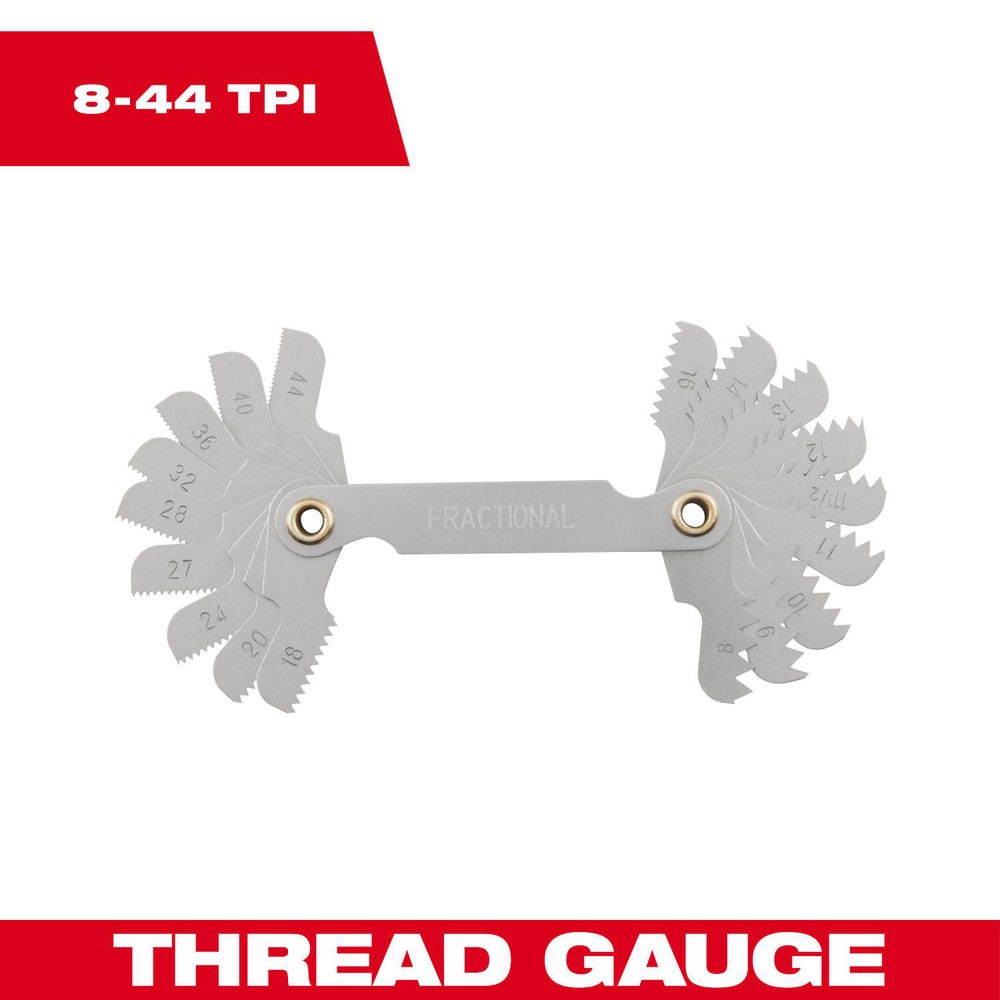 Screw Pitch Gages, Measurement Type: SAE , Threads per Inch Range: 8 - 28 , Thread Angle (Degrees): 60.00 , Number of Leaves: 18  MPN:49-57-5011