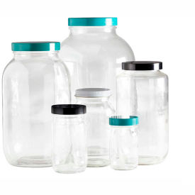 Qorpak GLC-01755 4oz Clear Standard Wide Mouth Bottle with 48-400 Black Phenolic Cap Case of 24 GLC-01755